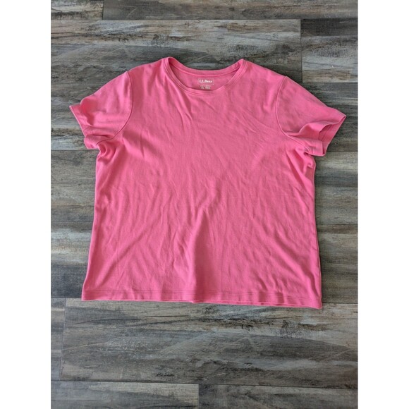 2X L.L.Bean Women's Pima Cotton Crewneck T-Shirts Pink & Green Size XL 207242 - Picture 2 of 11